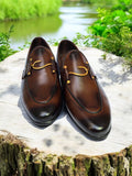 Classic Brown Leather Horsebit Loafers (1070)